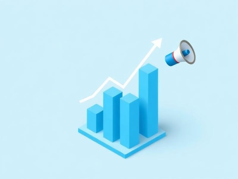Illustration of a rising growth chart with a megaphone