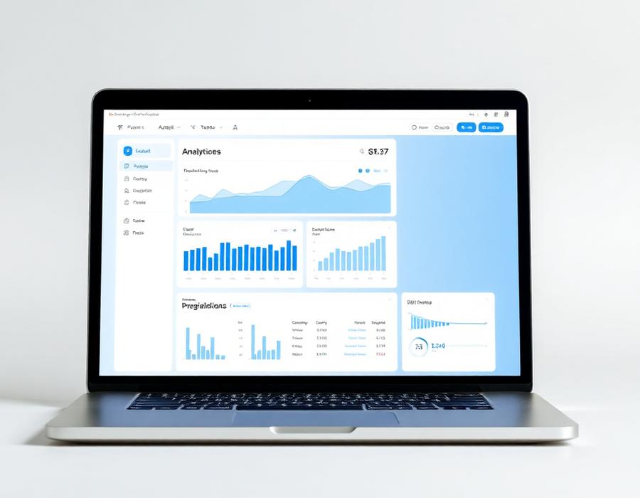 Analytics web application on a laptop screen